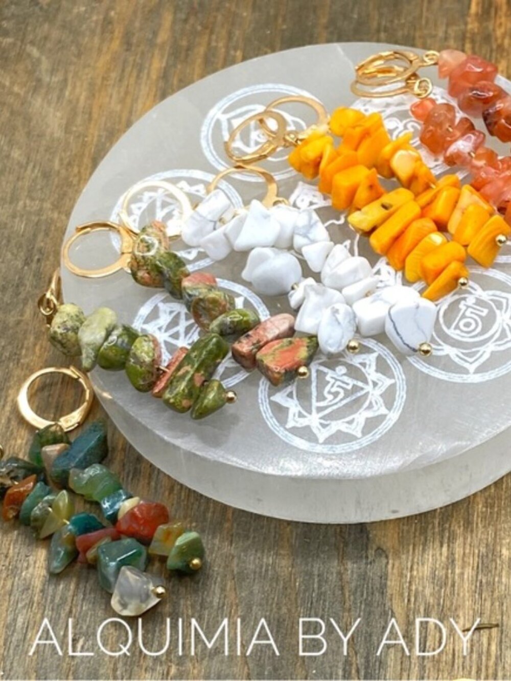 BOHO + Fall + gemstones dangle earrings